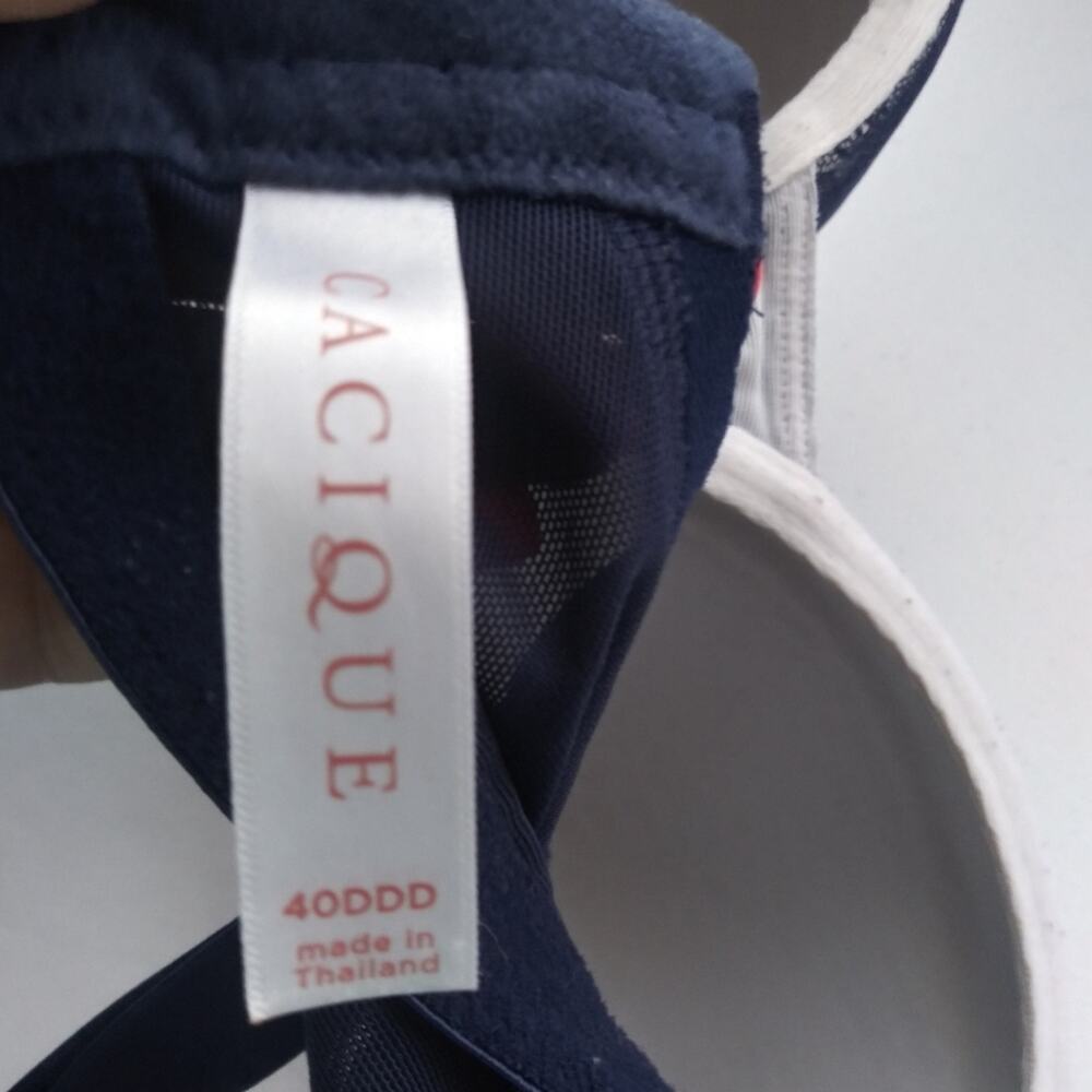 Cacique Full Coverage Lightly Lined Bra Women  Navy Blue Lace Size 40 DDD - Picture 6 of 10